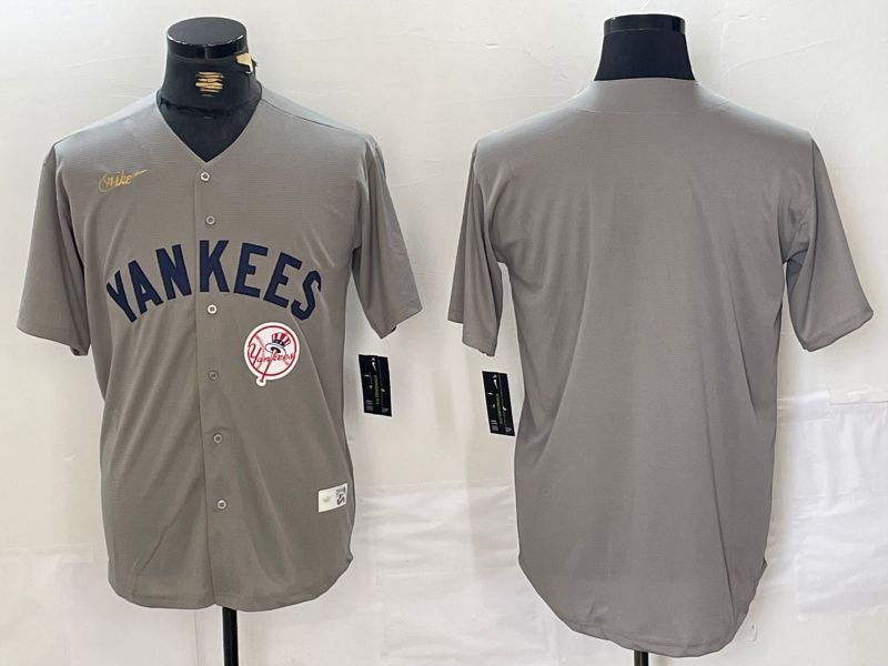 Men New York Yankees Blank Grey Throwback Nike Game 2024 MLB Jersey style 2